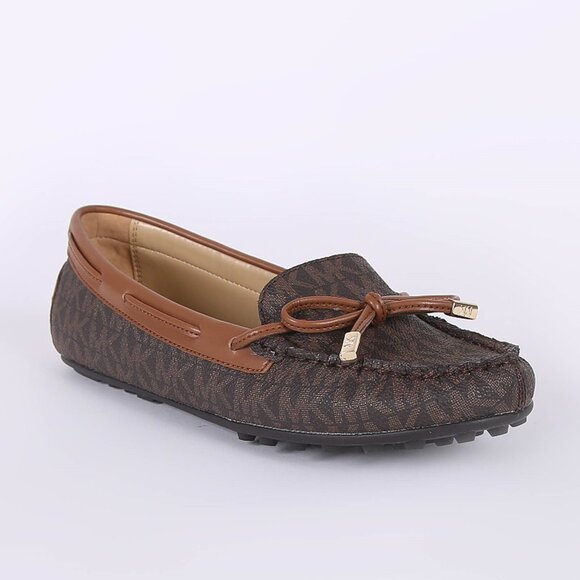 Michael Kors Daisy MK Signature Bow Moccasins Brown NEW with - Picture 1 of 9